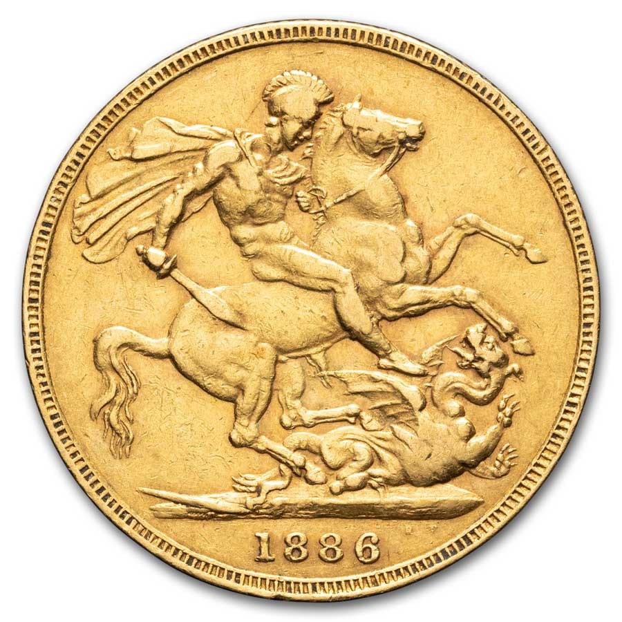 1886-M Australia Gold Sovereign Young Victoria XF