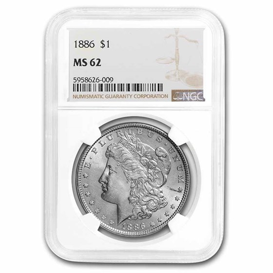 1886 Morgan Dollar MS-62 NGC 1886 Morgan Dollar MS-62 NGC