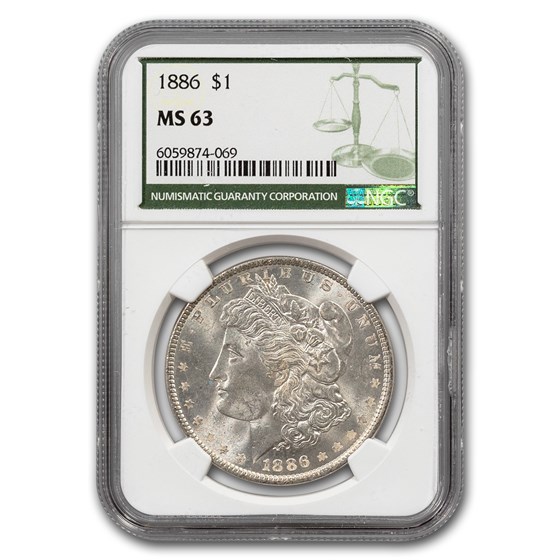 1886 Morgan Dollar MS-63 NGC (Green Label) 1886 Morgan Dollar MS-63 NGC (Green Label)