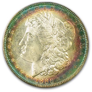 1886 Morgan Dollar MS-63 PCGS (Flashy Blue & Pink Toning) 1886 Morgan Dollar MS-63 PCGS (Flashy Blue & Pink Toning)
