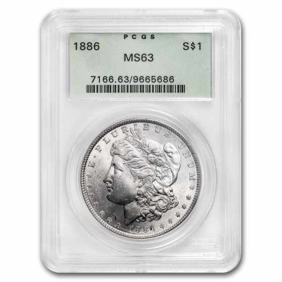 1886 Morgan Dollar MS-63 PCGS (Old Green Label) 1886 Morgan Dollar MS-63 PCGS (Old Green Label)