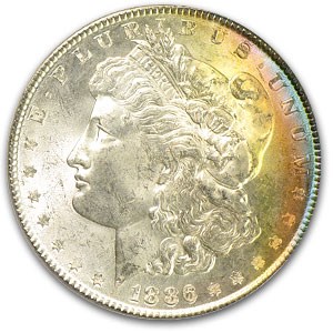 1886 Morgan Dollar MS-63 PCGS (Pastel Rainbow Toning) 1886 Morgan Dollar MS-63 PCGS (Pastel Rainbow Toning)