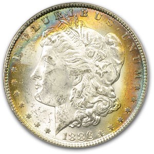 1886 Morgan Dollar MS-63 PCGS (Toned Obv, Old Green Holder) 1886 Morgan Dollar MS-63 PCGS (Toned Obv, Old Green Holder)
