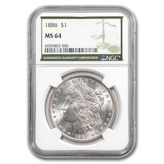 1886 Morgan Dollar MS-64 NGC (Green Label) 1886 Morgan Dollar MS-64 NGC (Green Label)