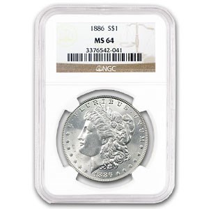 1886 Morgan Dollar MS-64 NGC (VAM-1C, 3 + 2 Clashed Rev, Hot-50) 1886 Morgan Dollar MS-64 NGC (VAM-1C, 3 + 2 Clashed Rev, Hot-50)