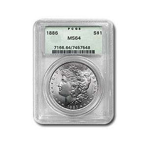 1886 Morgan Dollar MS-64 PCGS (Early Green Label) 1886 Morgan Dollar MS-64 PCGS (Early Green Label)