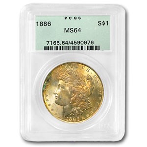 1886 Morgan Dollar MS-64 PCGS (Rainbow Rev Toning) 1886 Morgan Dollar MS-64 PCGS (Rainbow Rev Toning)