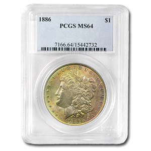 1886 Morgan Dollar MS-64 PCGS (Rich Obv Toning) 1886 Morgan Dollar MS-64 PCGS (Rich Obv Toning)
