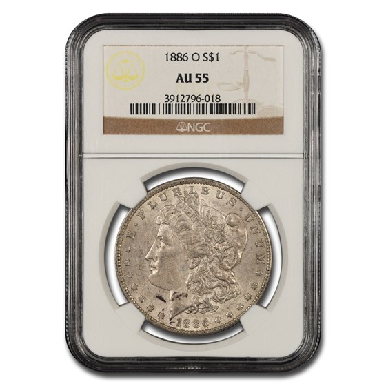 1886-O Morgan Dollar AU-55 NGC 1886-O Morgan Dollar AU-55 NGC