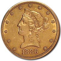1886-S $10 Liberty Gold Eagle AU