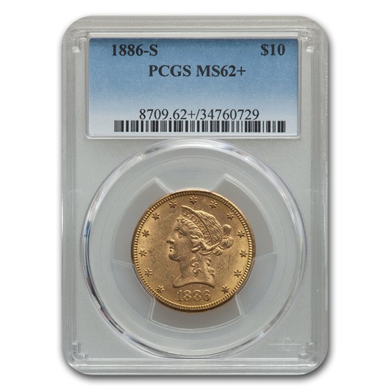 1886-S $10 Liberty Gold Eagle MS-62+ PCGS 1886-S $10 Liberty Gold Eagle MS-62+ PCGS