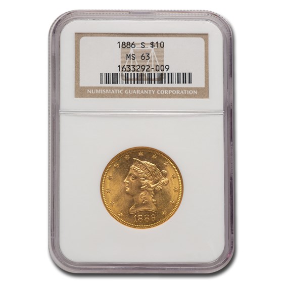 1886-S $10 Liberty Gold Eagle MS-63 NGC 1886-S $10 Liberty Gold Eagle MS-63 NGC
