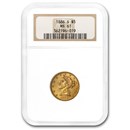 1886-S $5 Liberty Gold Half Eagle MS-61 NGC