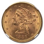 1886-S $5 Liberty Gold Half Eagle MS-64 NGC CAC