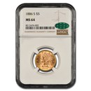 1886-S $5 Liberty Gold Half Eagle MS-64 NGC CAC