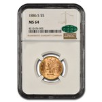 1886-S $5 Liberty Gold Half Eagle MS-64 NGC CAC