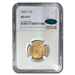 1886-S $5 Liberty Gold Half Eagle MS-64+ NGC CAC