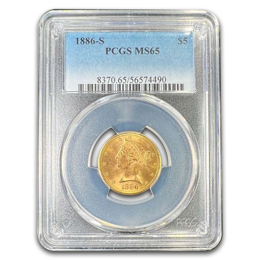 1886-S $5 Liberty Gold Half Eagle MS-65 PCGS