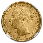 1886-S Australia Gold Sovereign Young Victoria AU-58 NGC