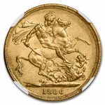 1886-S Australia Gold Sovereign Young Victoria AU-58 NGC