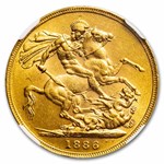 1886-S Australia Gold Sovereign Young Victoria MS-60 NGC