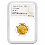 1886-S Australia Gold Sovereign Young Victoria MS-60 NGC