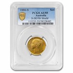 1886-S Australia Gold Sovereign Young Victoria Shield AU-55 PCGS