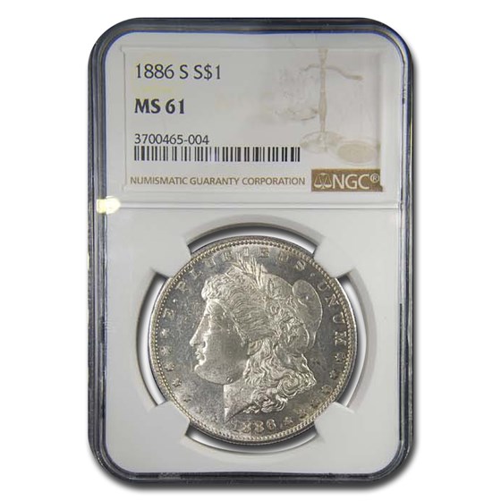 1886-S Morgan Dollar MS-61 NGC