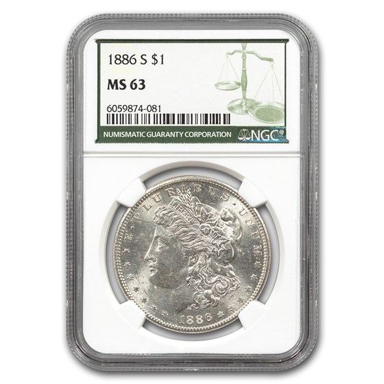 1886-S Morgan Dollar MS-63 NGC (Green Label) 1886-S Morgan Dollar MS-63 NGC (Green Label)