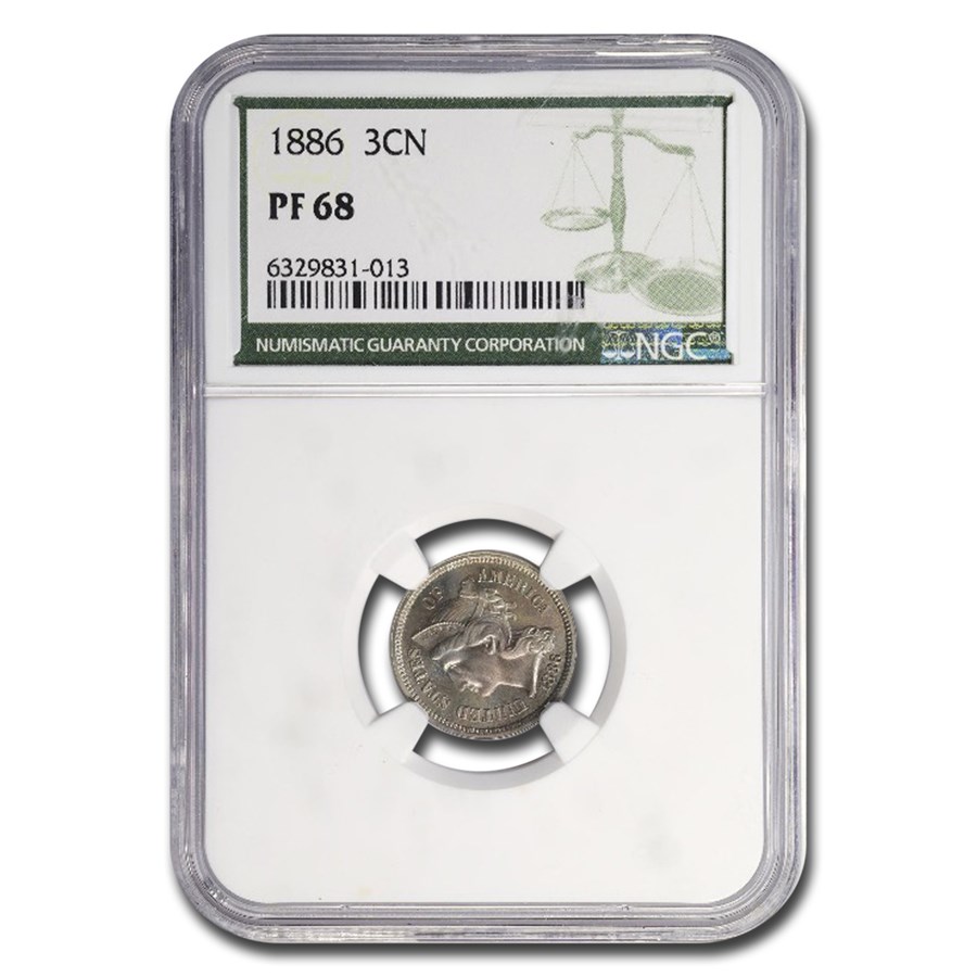 1886 Three Cent Nickel PF-68 NGC (Green Label)