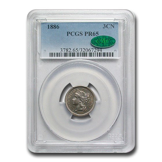 1886 Three Cent Nickel PR-65 PCGS CAC 1886 Three Cent Nickel PR-65 PCGS CAC