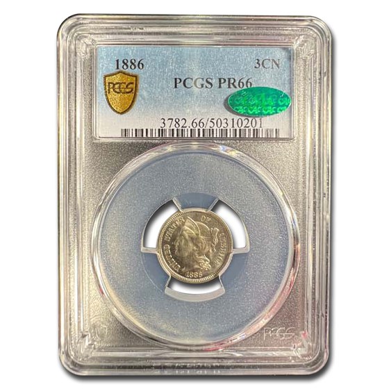 1886 Three Cent Nickel PR-66 PCGS CAC 1886 Three Cent Nickel PR-66 PCGS CAC