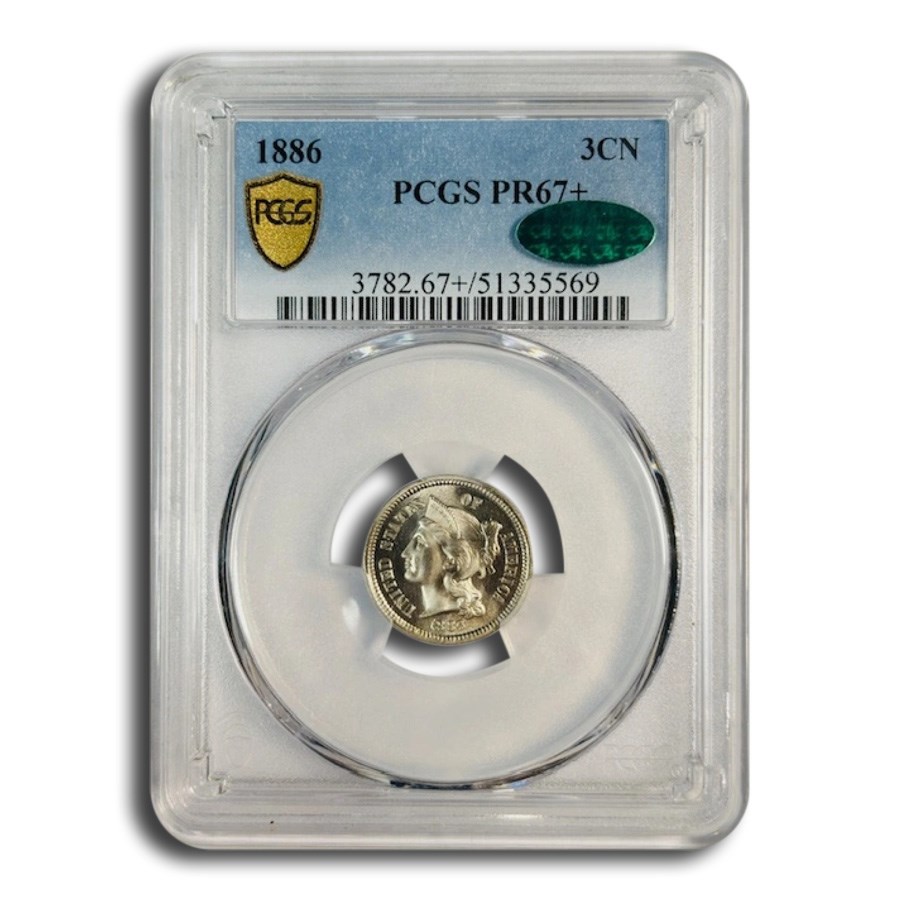 1886 Three Cent Nickel PR-67+ PCGS CAC