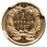 1887 $1 Indian Head Gold MS-62 NGC CAC (PL)