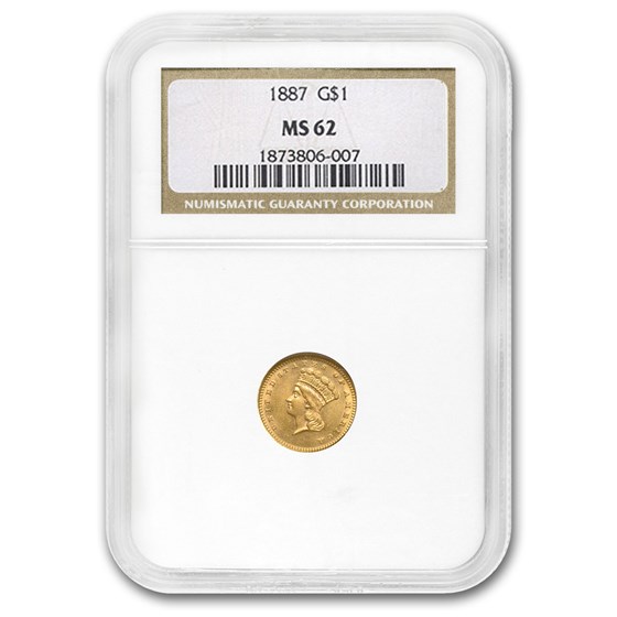 1887 $1 Indian Head Gold MS-62 NGC 1887 $1 Indian Head Gold MS-62 NGC