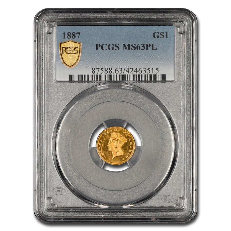 1887 $1 Indian Head Gold MS-63 PCGS (PL)