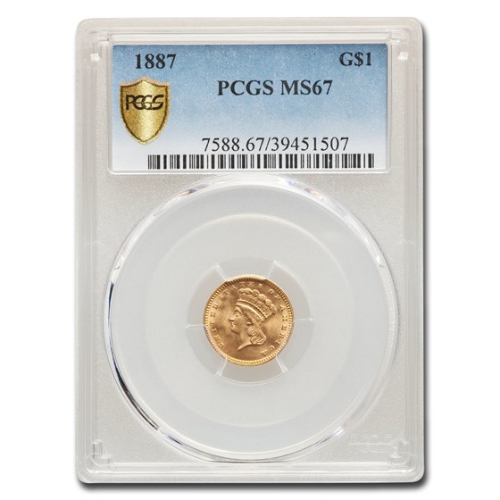 1887 $1 Indian Head Gold MS-67 PCGS 1887 $1 Indian Head Gold MS-67 PCGS