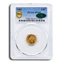 1887 $1 Indian Head Gold MS-68 PCGS CAC
