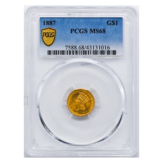 1887 $1 Indian Head Gold MS-68 PCGS 1887 $1 Indian Head Gold MS-68 PCGS