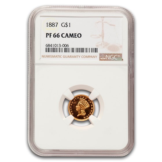 1887 $1 Indian Head Gold PF-66 Cameo NGC