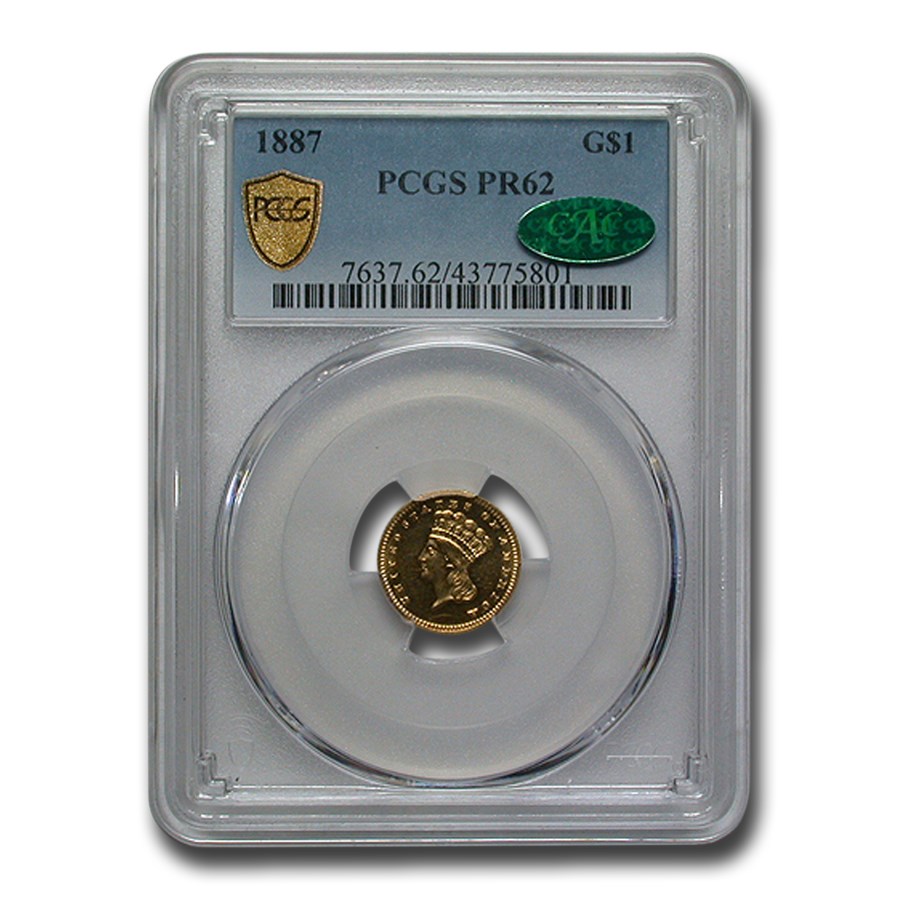 1887 $1 Indian Head Gold PR-62 PCGS CAC