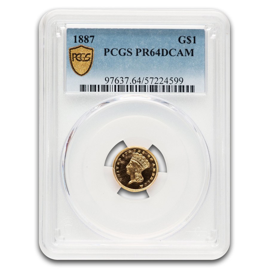 1887 $1 Indian Head Gold PR-64 DCAM PCGS