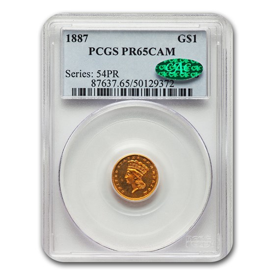 1887 $1 Indian Head Gold PR-65 Cameo PCGS CAC 1887 $1 Indian Head Gold PR-65 Cameo PCGS CAC
