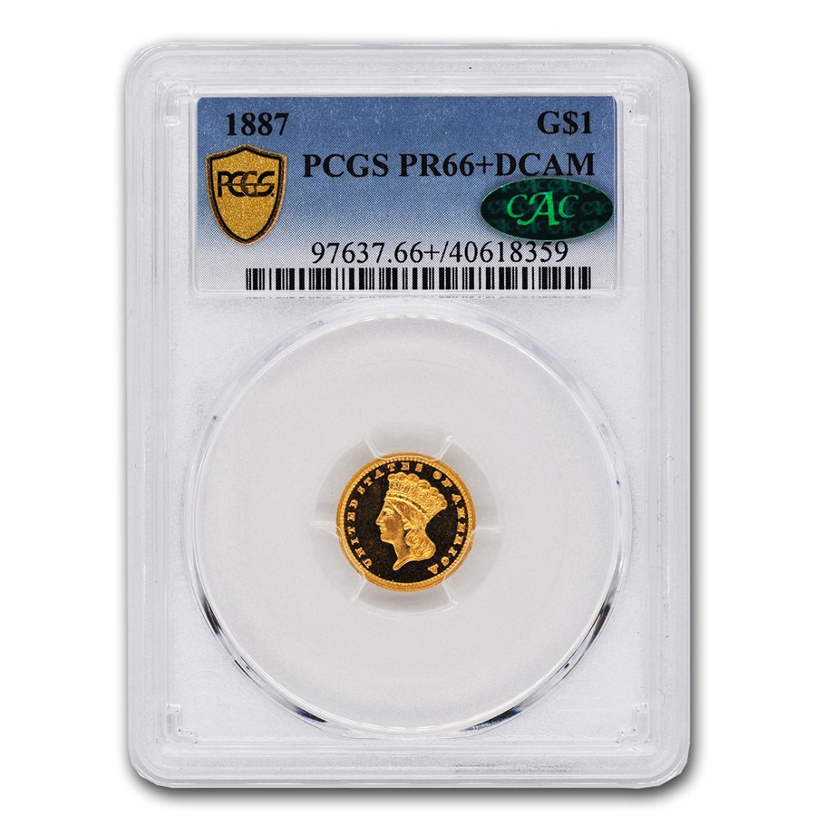1887 $1 Indian Head Gold PR-66+ DCAM PCGS CAC
