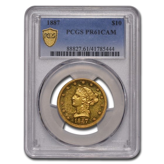 1887 $10 Liberty Gold Eagle PR-61 Cameo PCGS