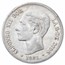 1887-1881 Spain Silver 5 Pesetas Alfonso XII Avg Circ