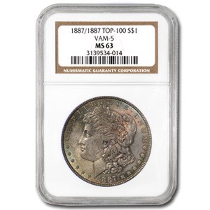1887/1887 MS-63 NGC (VAM-5, Doubled Date, Green Toned, Top-100) 1887/1887 MS-63 NGC (VAM-5, Doubled Date, Green Toned, Top-100)