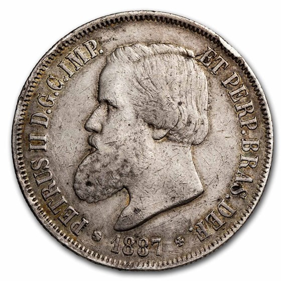 1887-1889 Brazil Silver 2000 Reis Avg Circ 1887-1889 Brazil Silver 2000 Reis Avg Circ