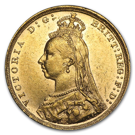 1887-1892 Great Britain Gold Sovereign Victoria Jubilee AU 1887-1892 Great Britain Gold Sovereign Victoria Jubilee AU