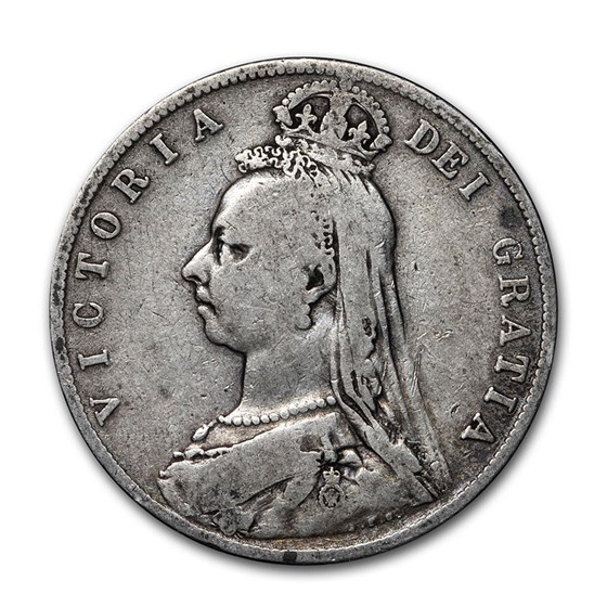 1887-1892 Great Britain Silver Half Crown Victoria Avg Circ